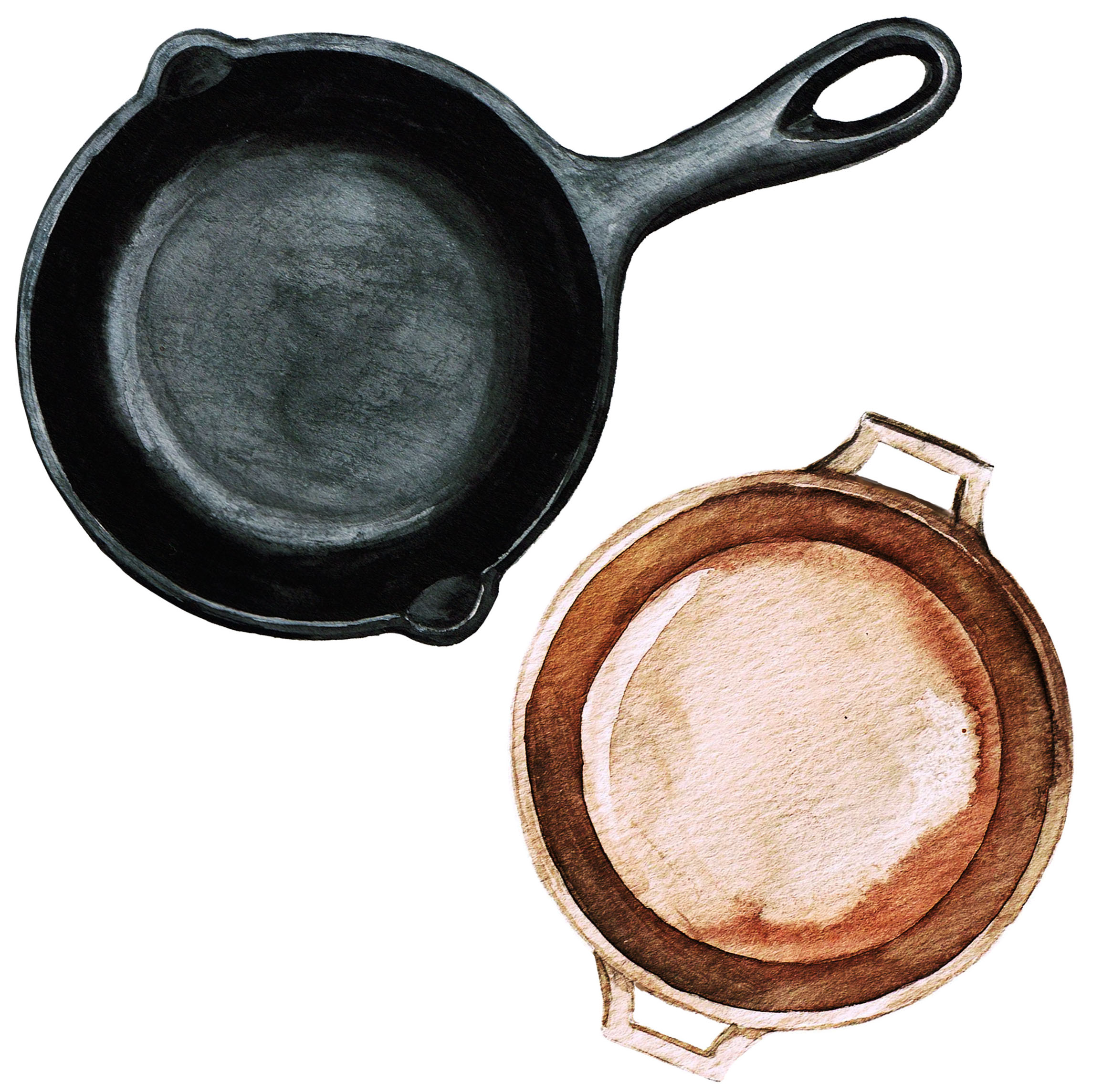 Watercolor Cooking Clipart - Pots and Pans